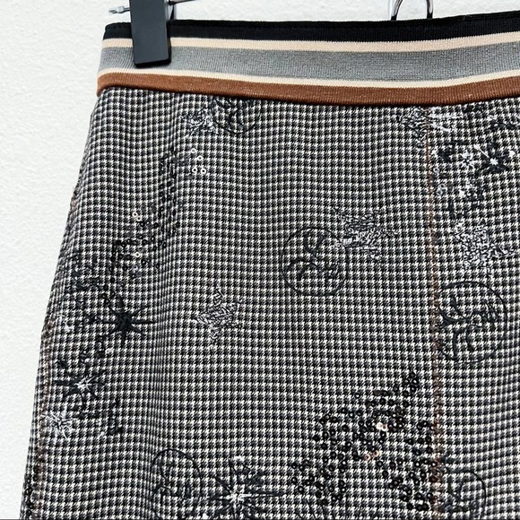 Obzee Japanese Brand Gingham Embroidered Celestial Stars Moons Midi Skirt Small - Picture 5 of 11